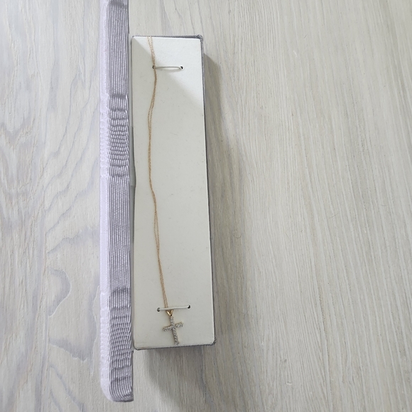 Cross Necklace Sterling Silver Genuine Cubic Zirconia - Picture 7 of 9